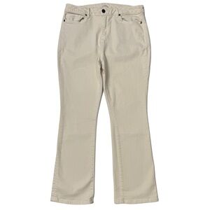 {Ann Mashburn} Ivory Cream Off White Bootcut Baby Kick Boot Cut Ankle Crop Jeans